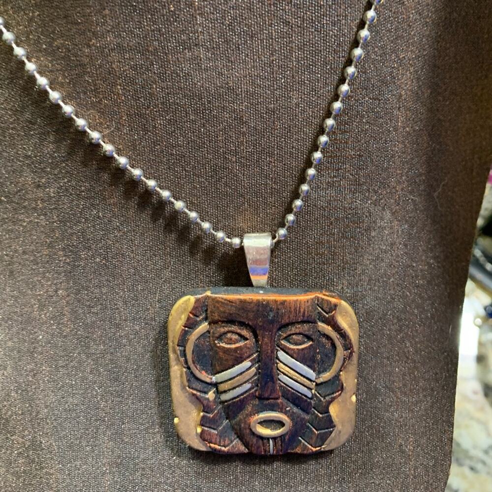 Handmade vintage upcycled inspired carved necklace unique new